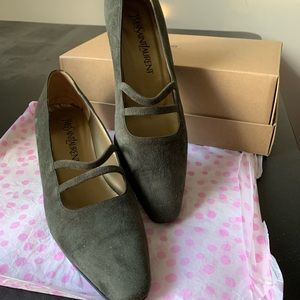 Women’s Yves St Laurent heels Dark Loden green suede Sz 8